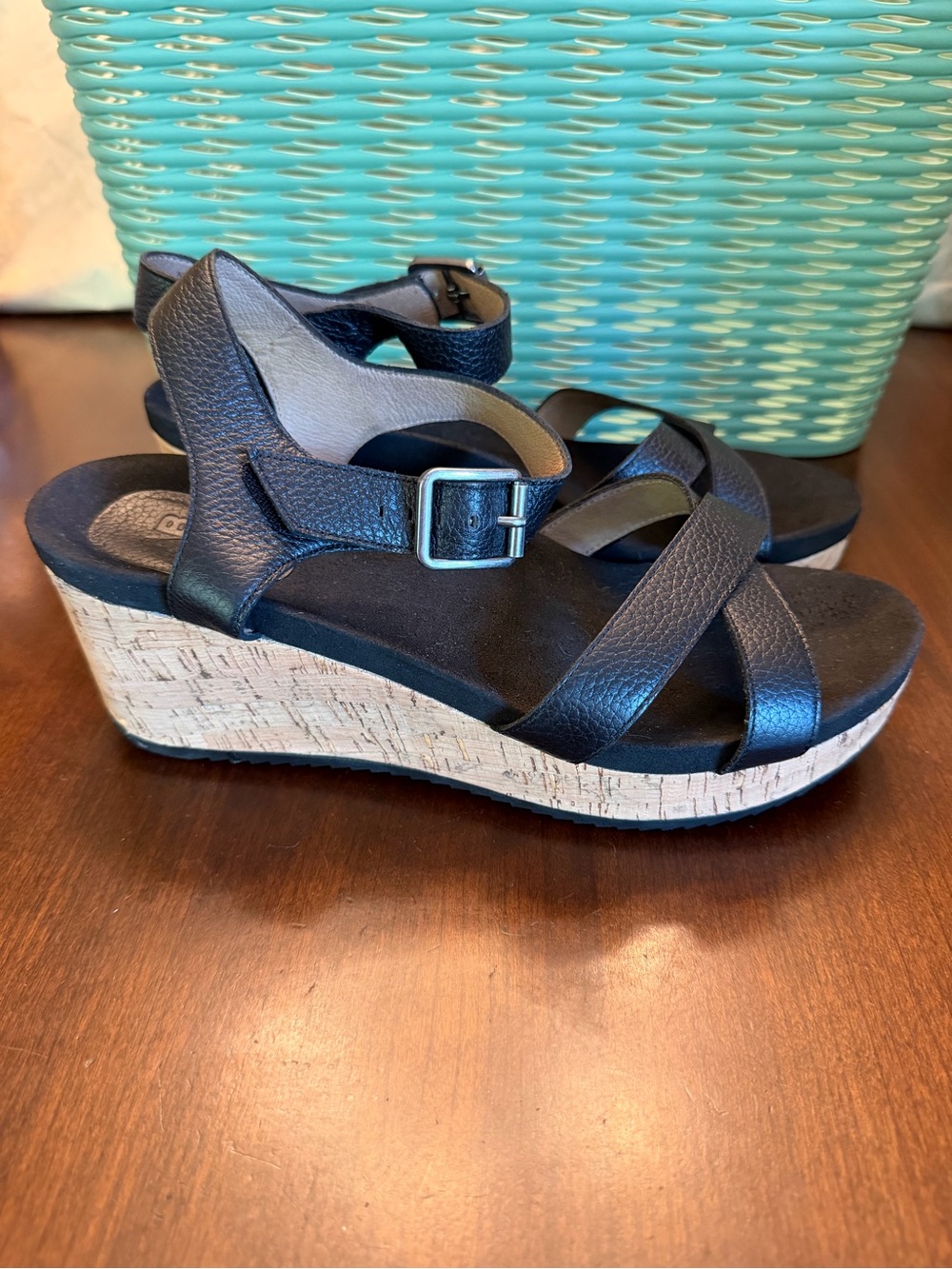 ABEO Nylah Wedge Sandals SZ 8N Color Black - Picture 4 of 10